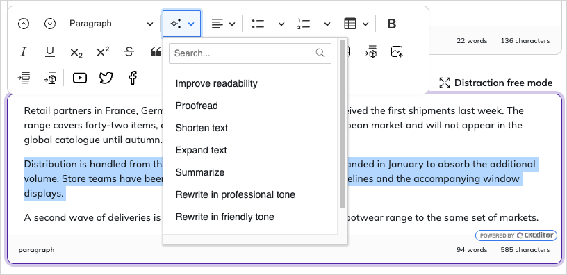 Improve text button and AI actions