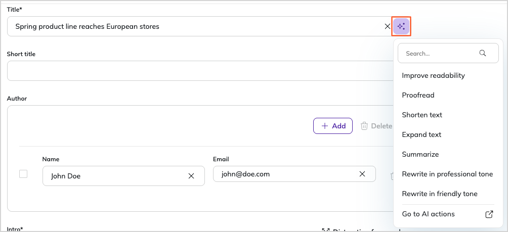 Ai Assistant visible in Text Line field