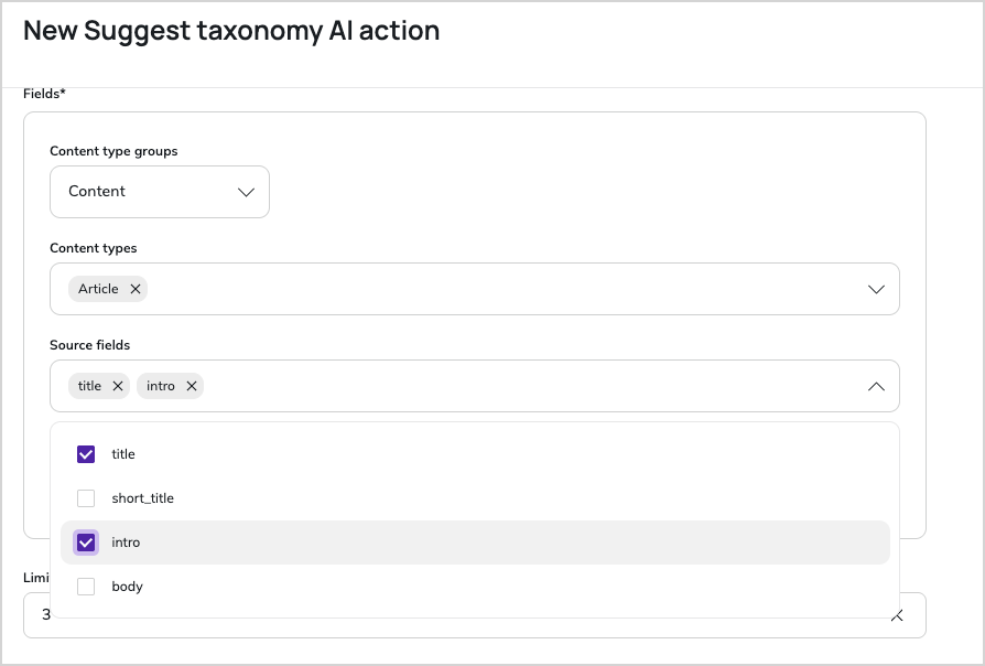 Selecting source fields