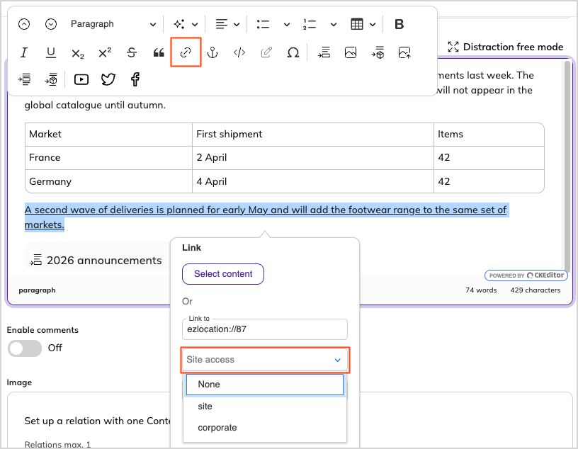 Selecting SiteAccess for cross-website linking