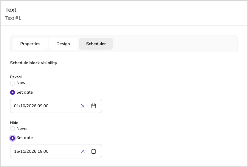 Schedule tab