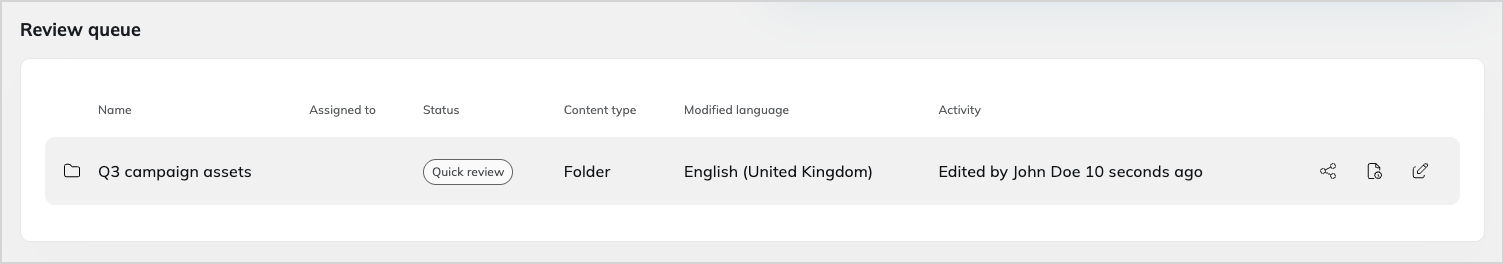 Review queue in the dashboard