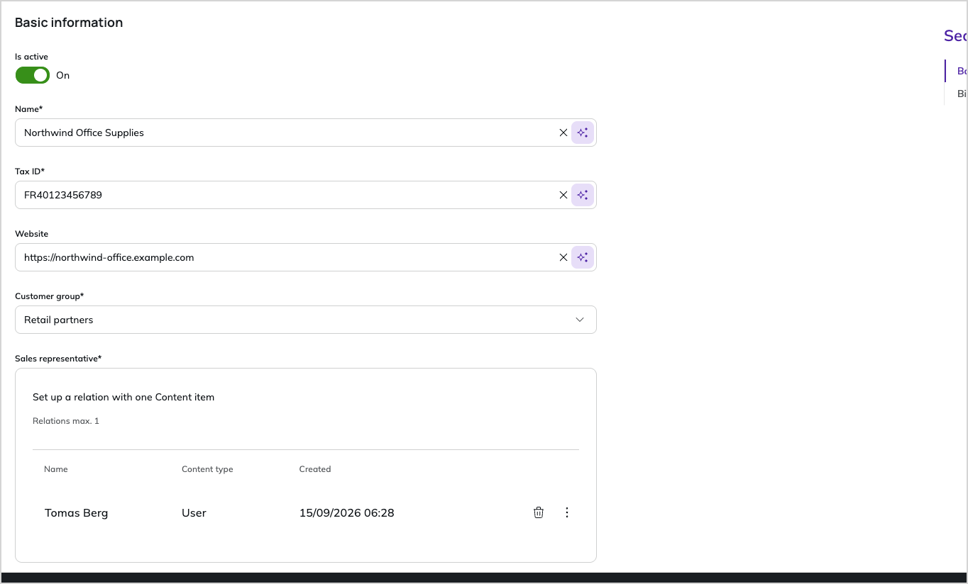 Create a new company account