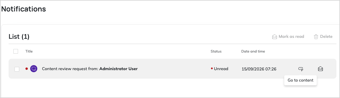 Notifications screen Notifications screen