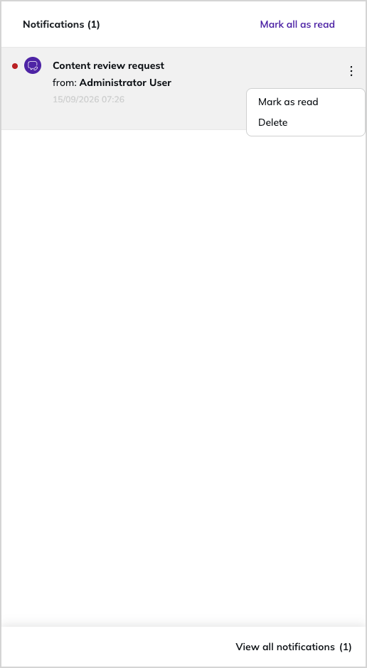 Short list of notifications Short list of notifications