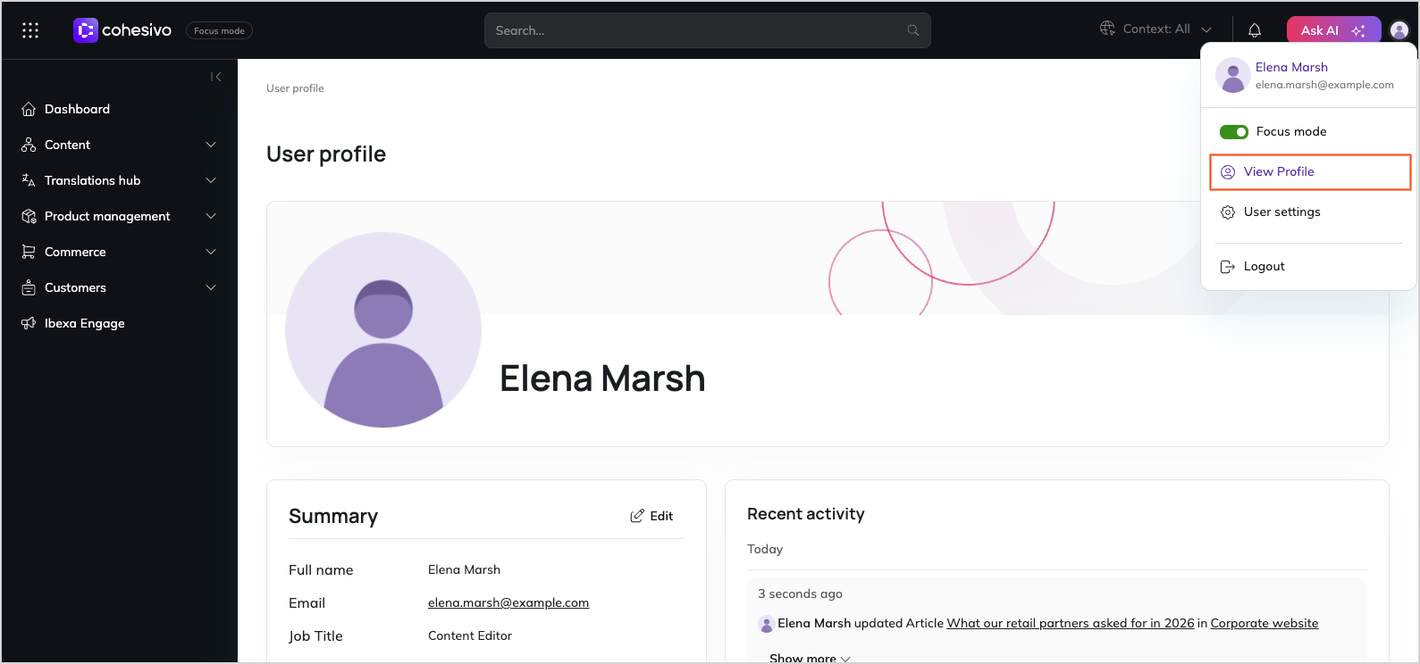 User profile User profile