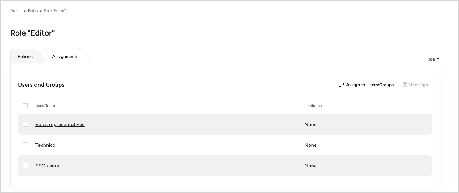 Users assigned to role Users assigned to role