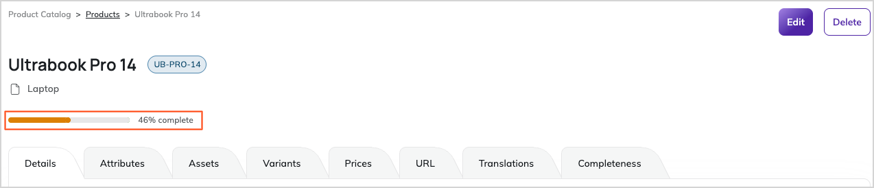 Quick view of product completeness
