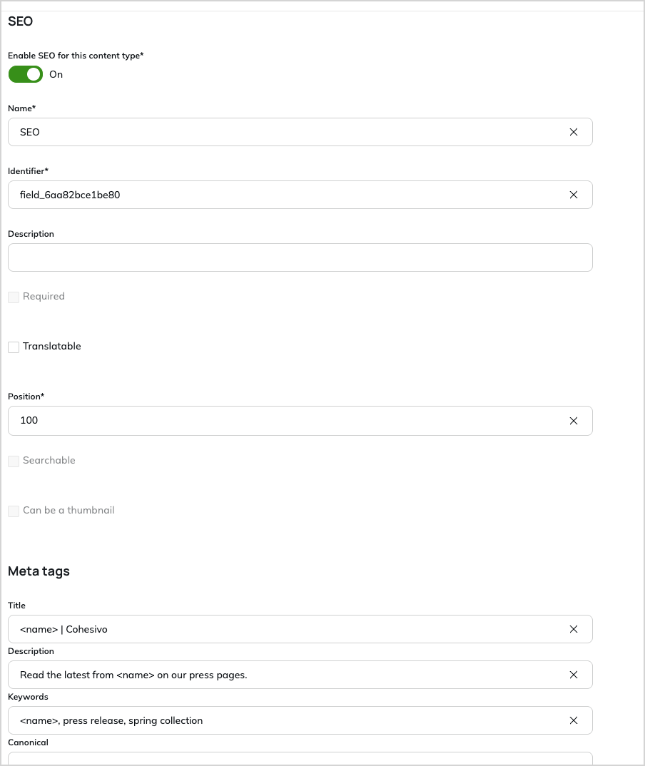 SEO tags