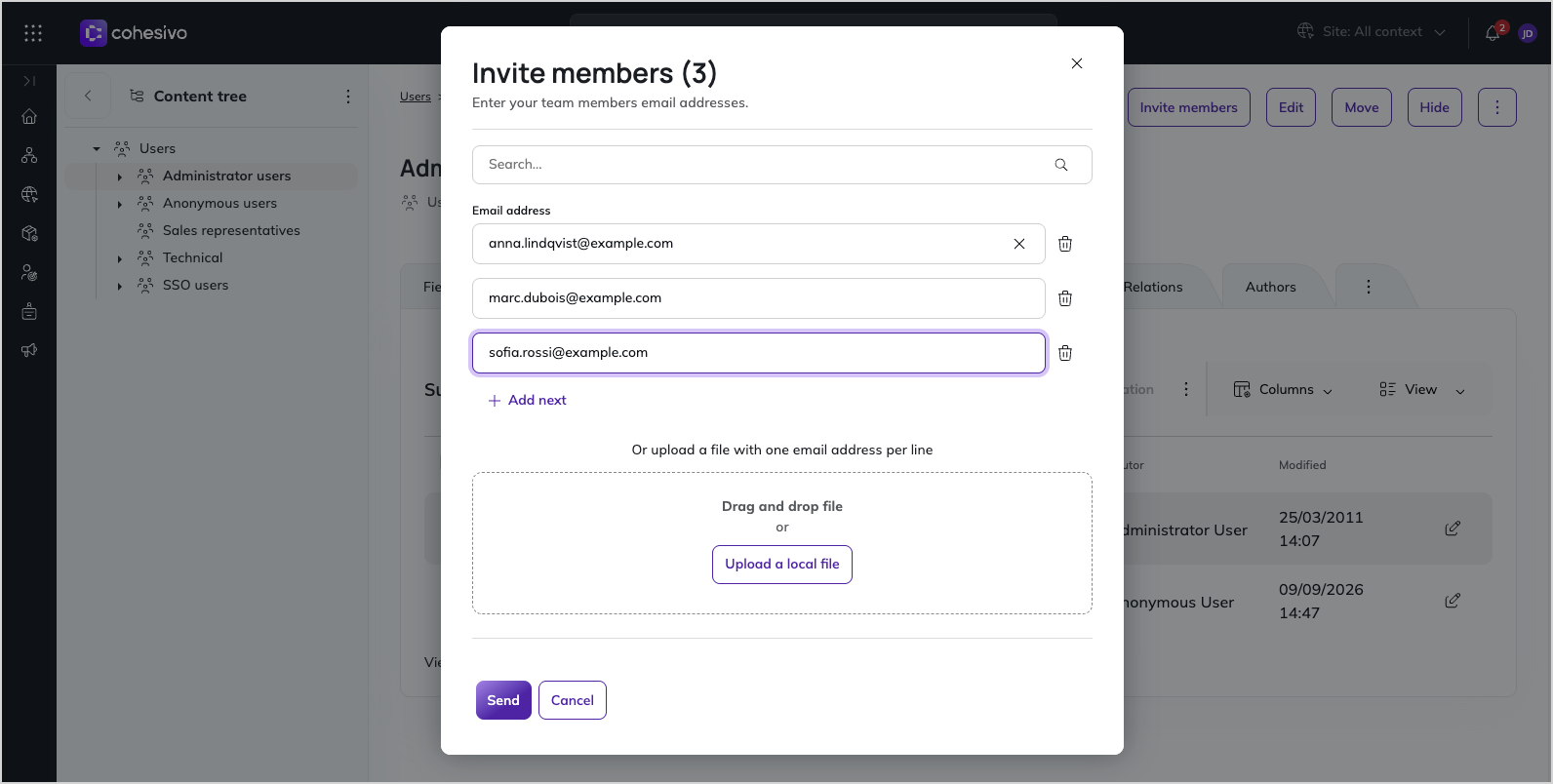 Inviting users